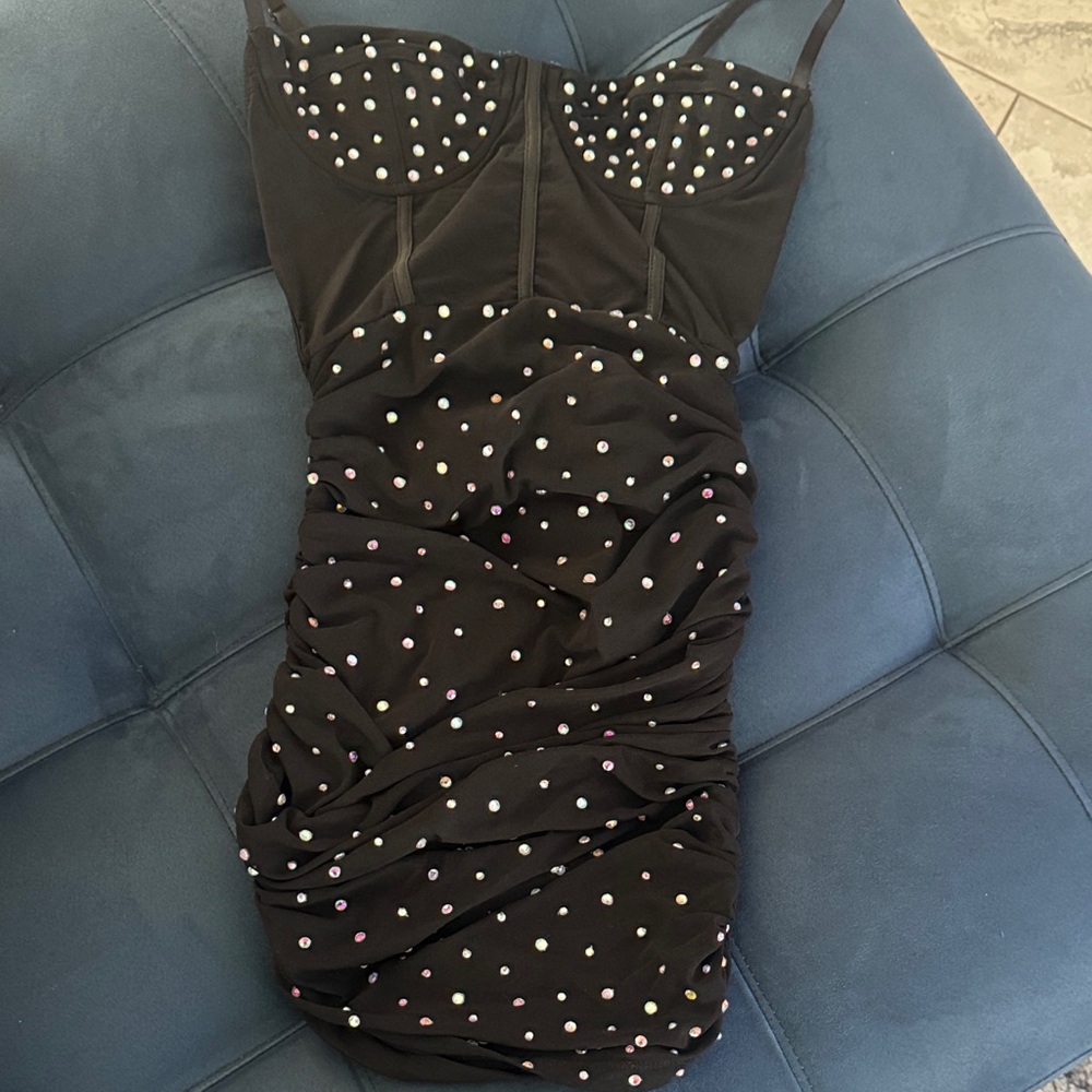 Windsor Black Mini Dress with Colorful Dots
